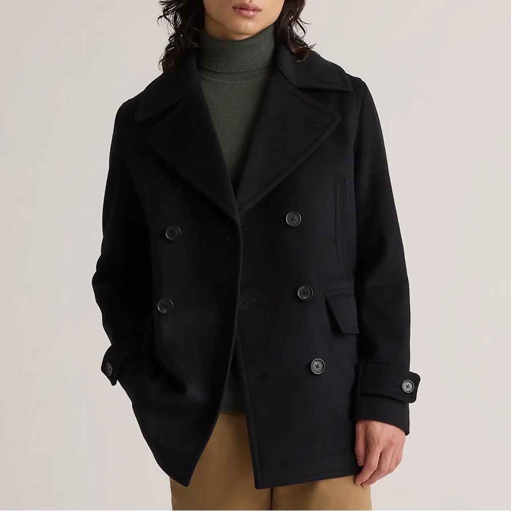Quince Men Wool Cashmere Peacoat‎ Black L